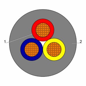 كابل الطاقة منخفض الجهد ( XLPE / PVC 1kV 3X4 mm2 RMIEC 60502 1 FR IEC 60332 1 )